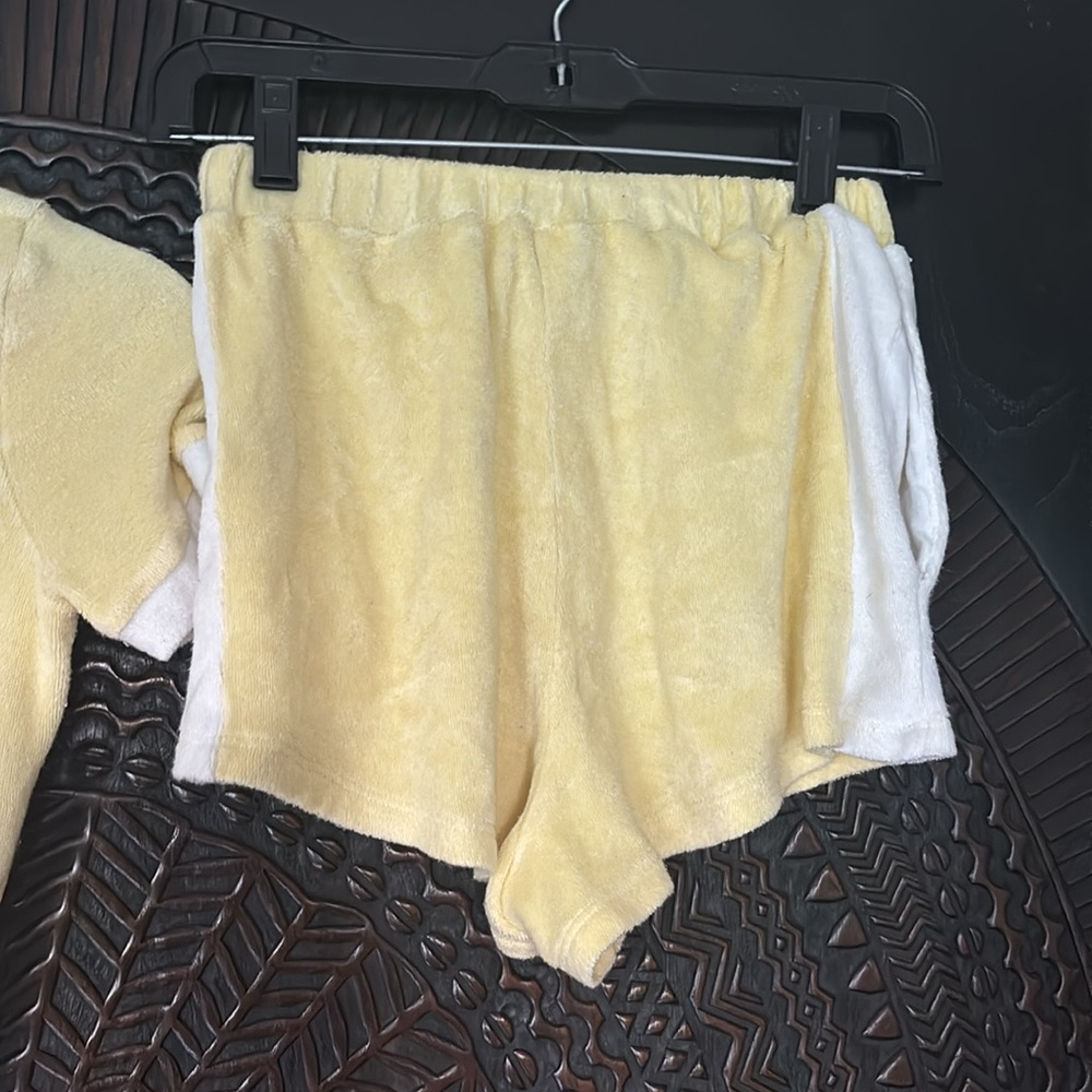 Reformation terry yellow two piece set polo crop top shorts XS - Picture 5 of 7